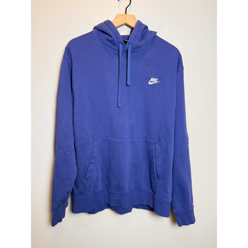 Nike Club Fleece Mens XL Fleece Pullover Hoodie Sweatshirt Purple Blue Casual‎